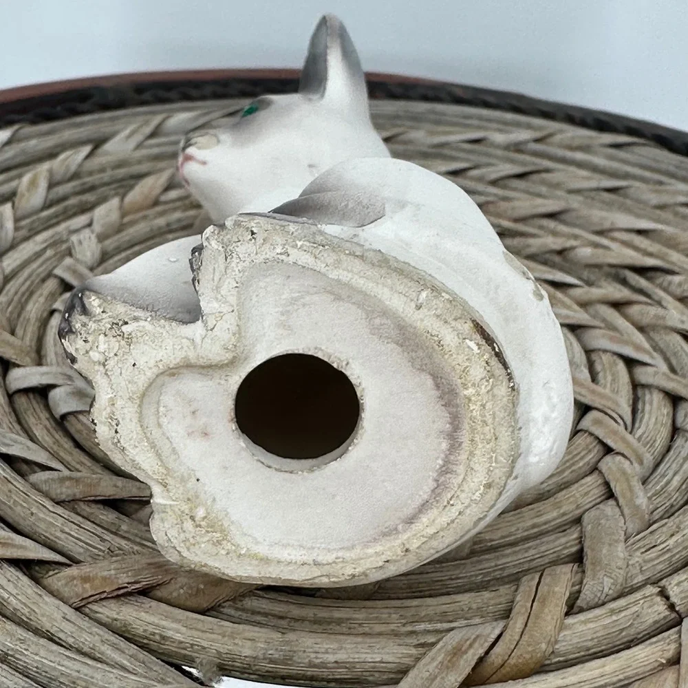 Vintage Siamese‎ Cat Figurines Emerald Eyes Sitting Pair Ceramic Decor 4 in FAIR